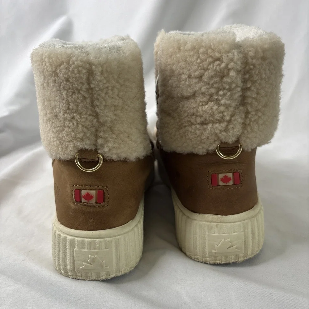 Pajar Canada Ceria In Church Brown/Cream 5/5.5 Waterproof Shearling Snow‎ Boots